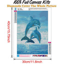 5D DIY Full Round Drill Diamond Painting Dolphin Cross Stitch Home Decor Gi