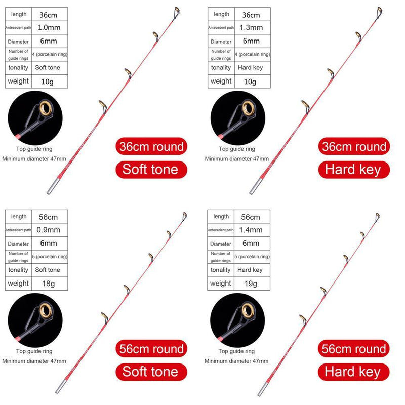 5pcs Fishing Rod Round Tip Short Section Fishing Tackle (56cm Hard Tone)