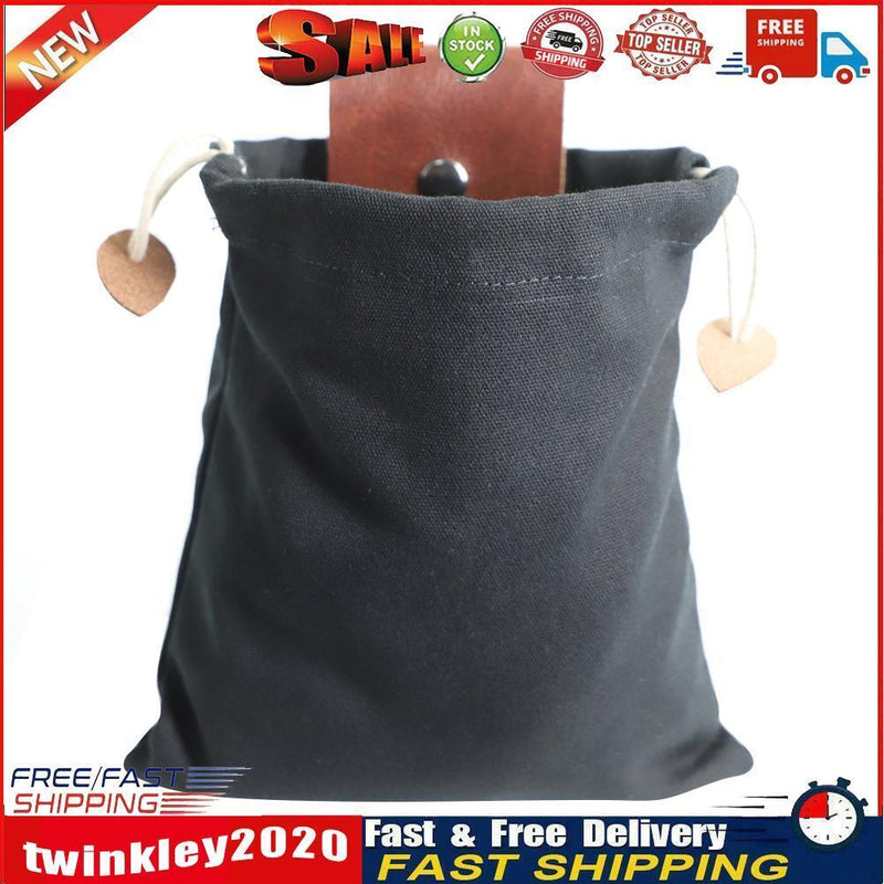 Outdoor Leather Canvas Bushcraft Bag Camp Foraging Pouch with Belt (Black) Newly
