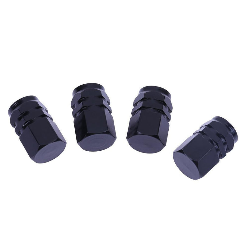 4pcs Aluminum Alloy Car Wheel Tire Valve Air Caps Stem Covers (Black)