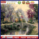 Castle by Bridge Oil Paint By Numbers Kits Canvas Picture Wall Art DIY Craf