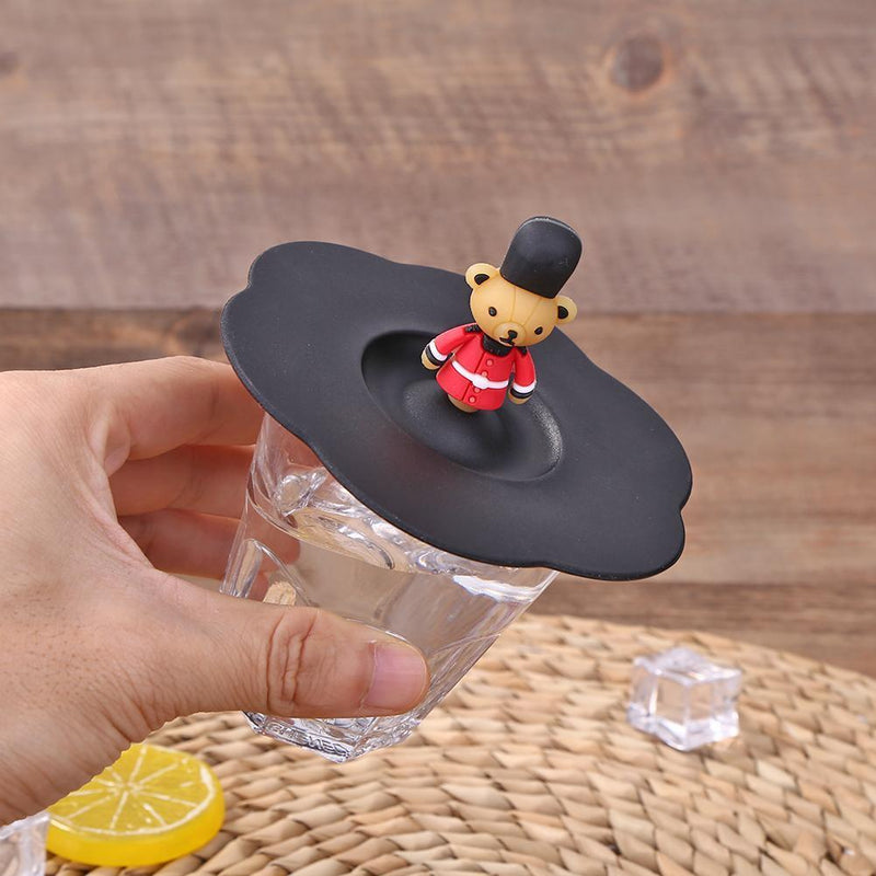 Torx Silicone Cup Cover Heat-resistant Reusable Cartoon Lid (Orange Bear)