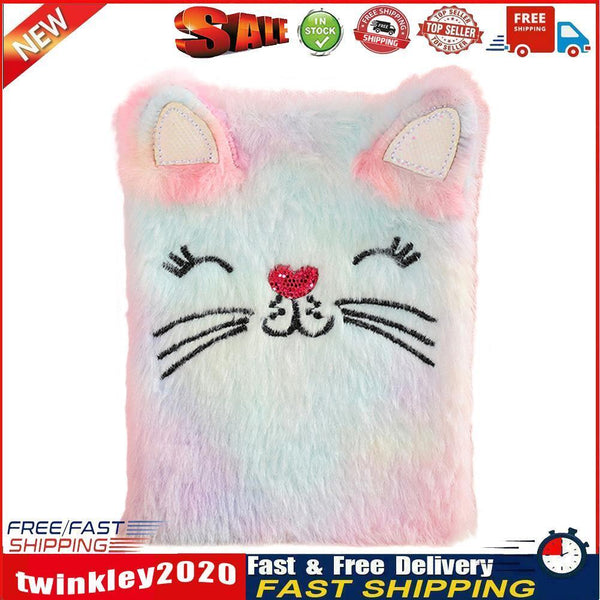 Cartoon Cat Plush Notebook Fluffy Daily Planner Journal Book (Multicolor) Newly