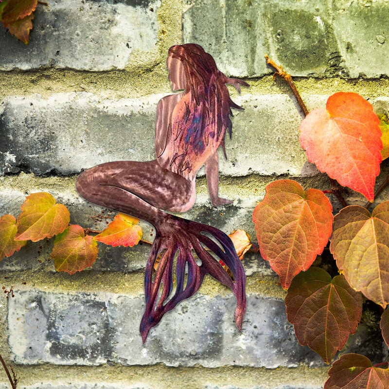 Metal Wall Art Iron Fish Tail Beauty Decor Crafts for Garden Wall (Copper)