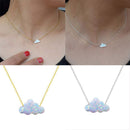 For Women Girls Necklace Stainless Steel Chain Pendant White Cloud Shape