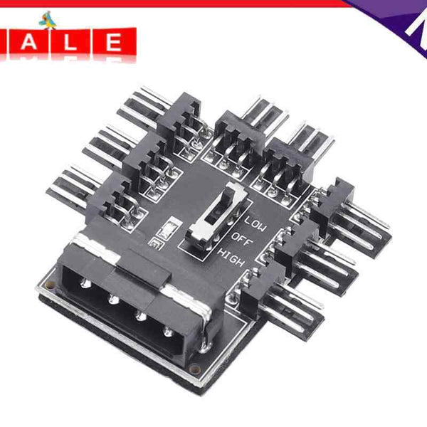 1 to 8 Computer Case Fan Hub 4PIN D-type Cooling Speed Controller for 8-way Fans