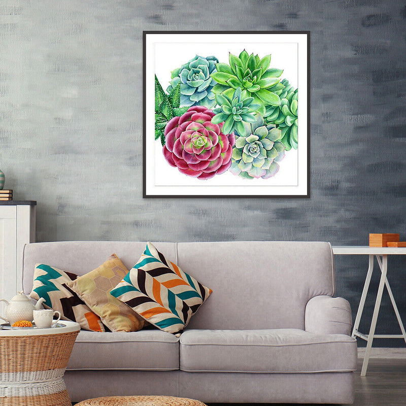 5D DIY Full Round Drill Diamond Painting Succulent Plants Embroidery Needlework