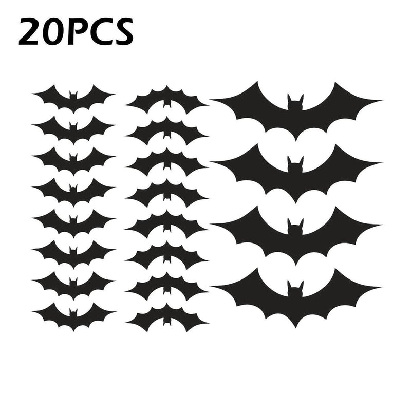 20 Halloween Stickers Bat Black Vinyl Window Decorations Spooky Party Kids Wall`