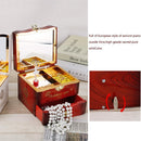 Classic Rotating Dancer Piano Music Box Clockwork Jewelry Boxes (Burgundy) Newly