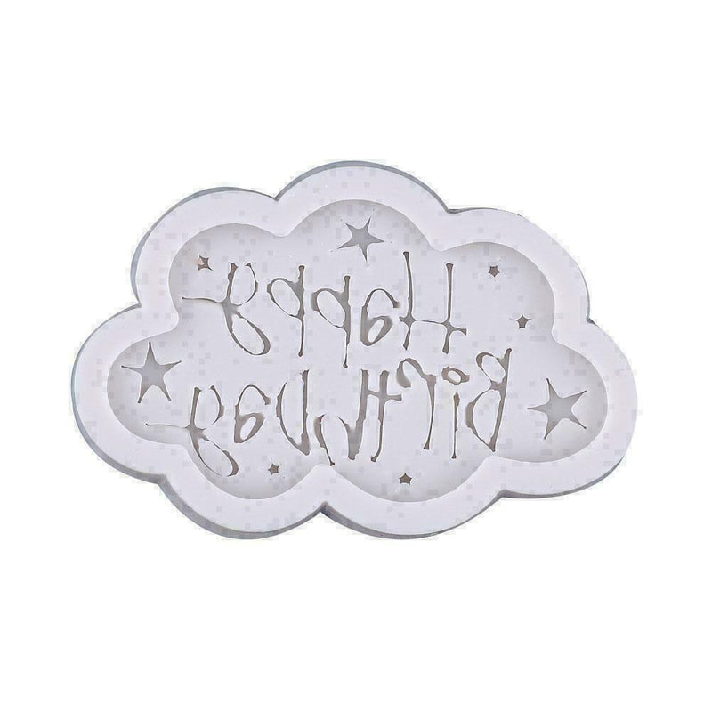 Happy Birthday Cloud Silicone Fondant Cake Decor Mold L0Y9 Moul S2Q2 X5C8 K7N7