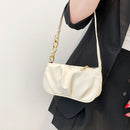 Pleated Chain Pure Color Shoulder Underarm Bag Casual Women Small Handbag Purse