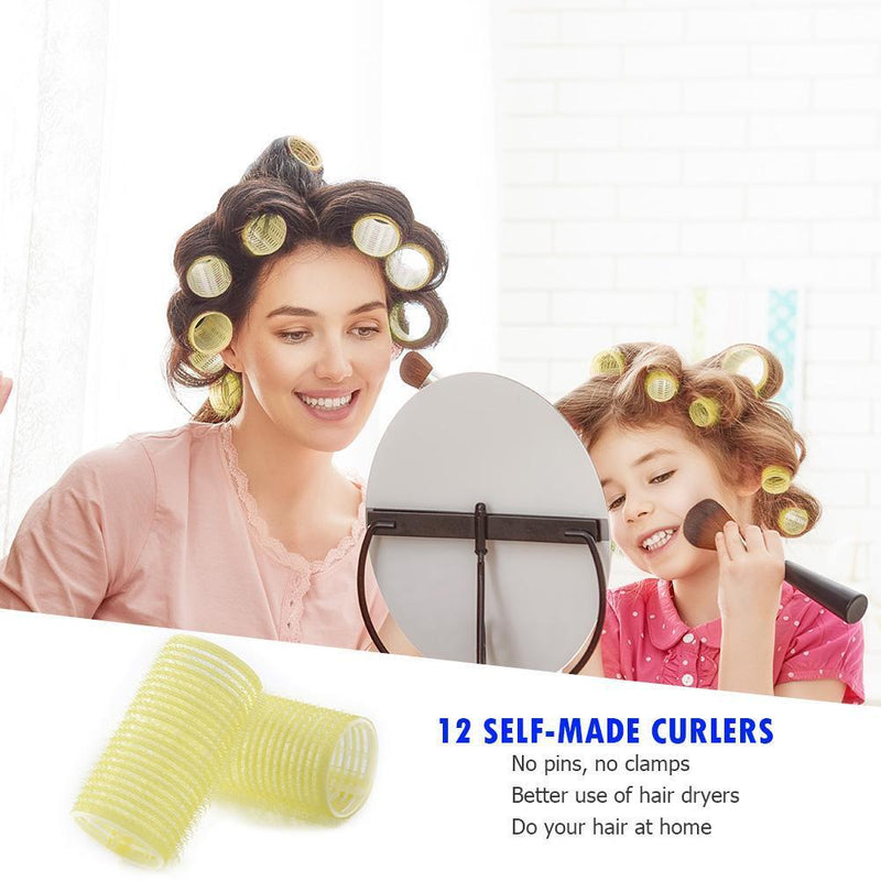 12pcs/set Plastic Hair Curler Roller Large Grip Styling Roller Curlers Hairdress
