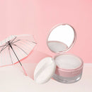 Empty Plastic Box Handheld Loose Jar With powder puff Cosmetic Travel F9A4