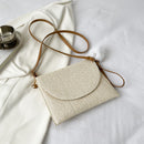 Straw Clutch Handbag Summer Beach Woven Envelope Crossbody Purse (White 1)