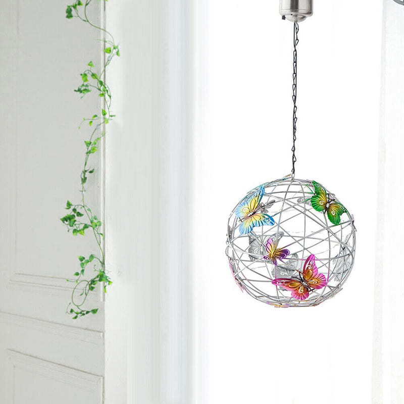 Solar Butterflies Round Ball Light Outdoor Waterproof Garden Decor Lighting Lamp