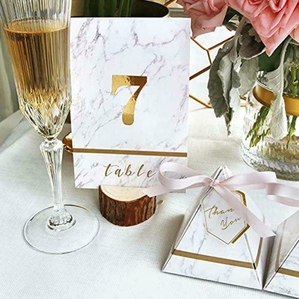 20× Wedding Favor Marble Triangle Candy Box Ribbon Party Holiday Supply K5K5