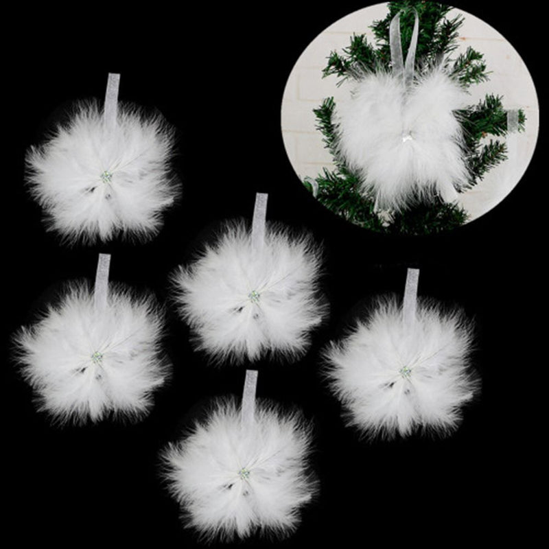 Decoration Star Xmas Ornament White Feather Pendant Christmas Tree Hanging