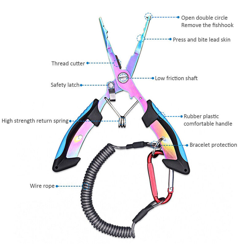 Steel Fishing Plier Tongs Lure Braid Line Cutter Hook Remover Fishing Scissors