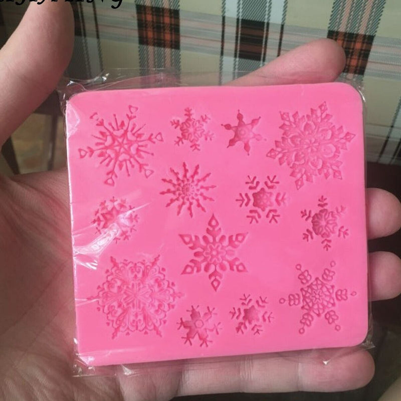 Winter Snowflake Stars Silicone Fondant Mold Cake Decorating Border Baking Icing