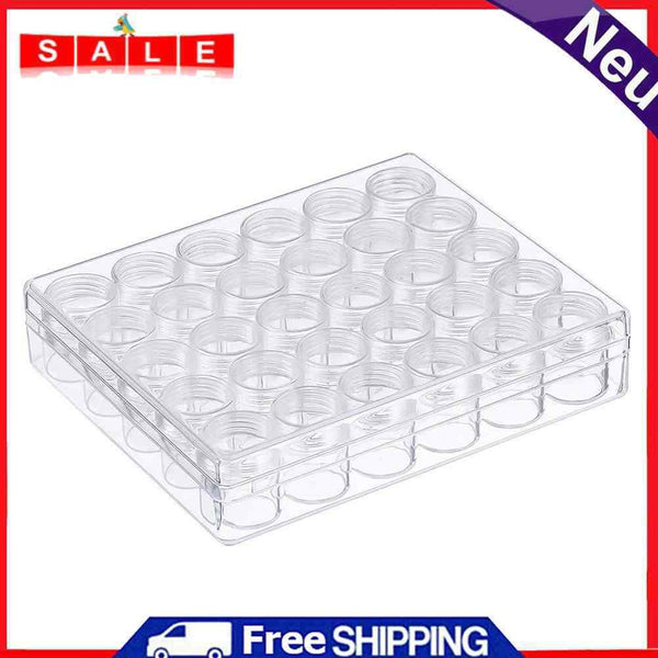 Clear Plastic Bead Storage Containers Set with 30 Pieces Small Round Jars