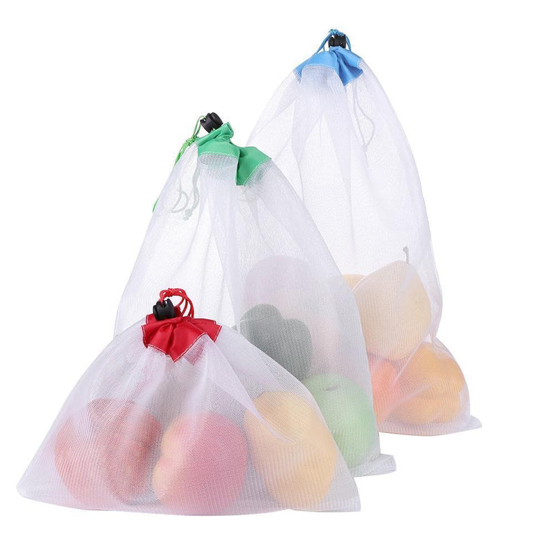 12pcs Outdoor Shopper Reusable Fruit Vegetable Drawstring Closure Stuff Mes