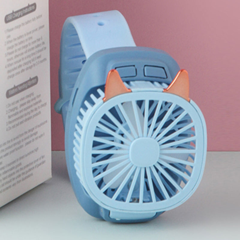 Fan Watches, Mini Silent Electric Personal Watch Cooling Wrist Fan (Blue)