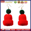 Fashion Creative Women Pompom Cap Dangle Earrings Casual Jewelry Gift (Red)