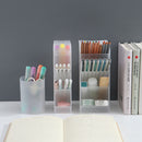 Oblique Pen Holder Desktop Storage Box Makeup Brush Organizer (White L)
