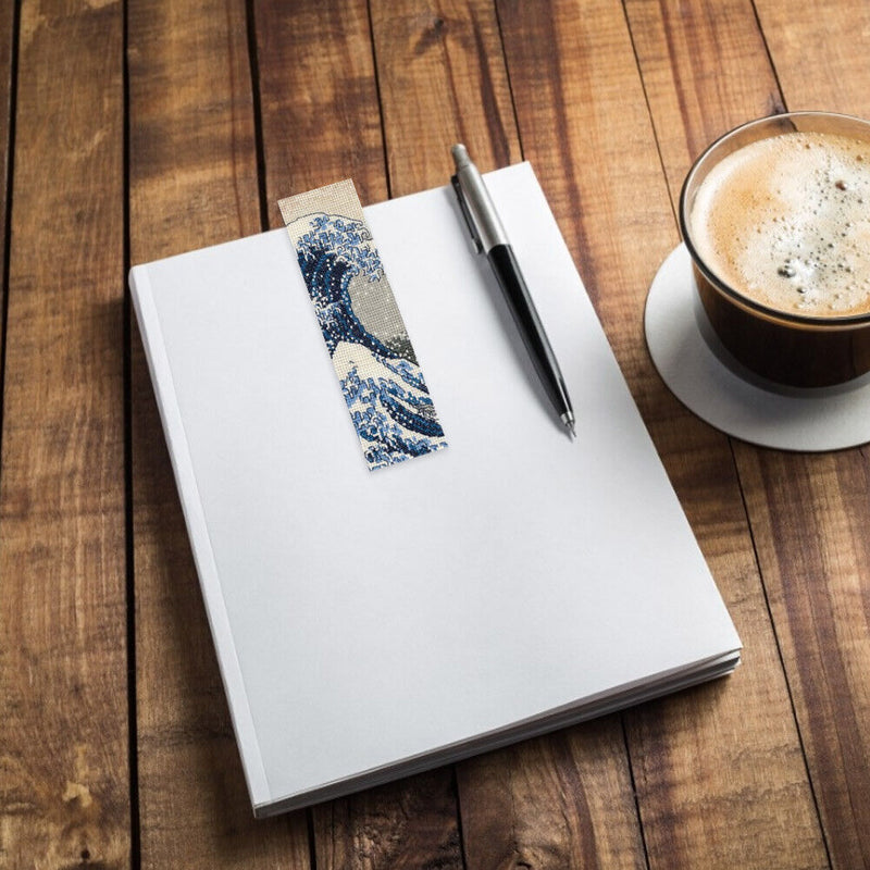 14CT Wave Counted Bookmark Cross Stitch Set Double Side Embroidery Tassel