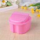Dental False Teeth Storage Box with Hanging Net Container Organizer (Pink) Newly