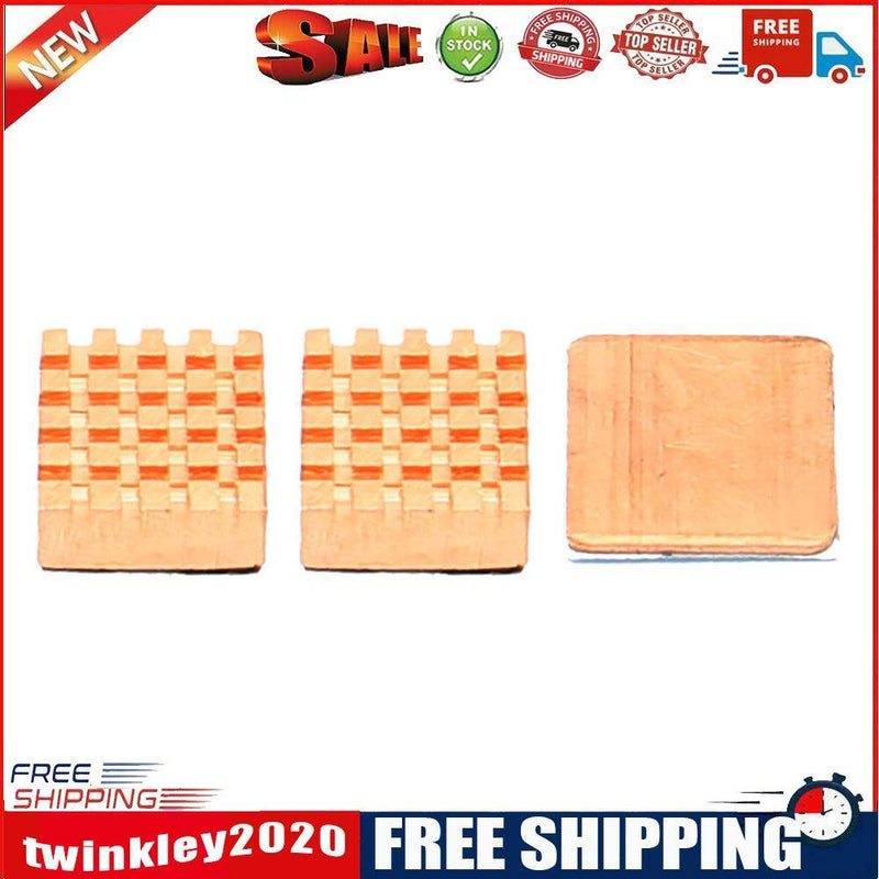 3pcs Copper Heatsinks Cooling Fin Kit for RPi 3B+/3B/2B Motherboard Chip