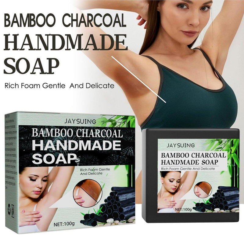 100g Women Bamboo Charcoal Armpit Whitening Handmade Soap Skin Cleansing_