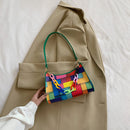 Geometric Hit Color Underarm Bags Leather Women Casual Shoulder Clutches Handbag