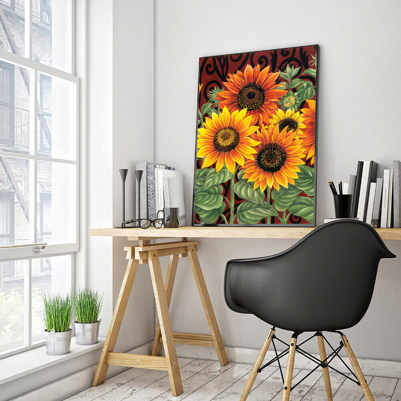 5D DIY Sunflowers Full Round Drill Diamond Painting Rhinestone Drawing Craft Art
