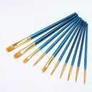 10Pcs Art Paint Brush Artist Brushes Set Fine Pointed For Water caca Color. M8K7