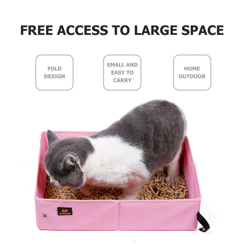 #A Waterproof Litter Box Bedpan Foldable Outdoor Travel Car Toilet Tray for Cat