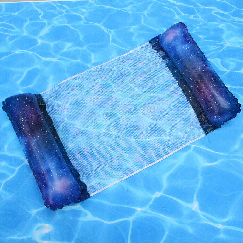 Foldable Floating Row Water Hammock Outdoor Inflatable Bed (Starry Blue)