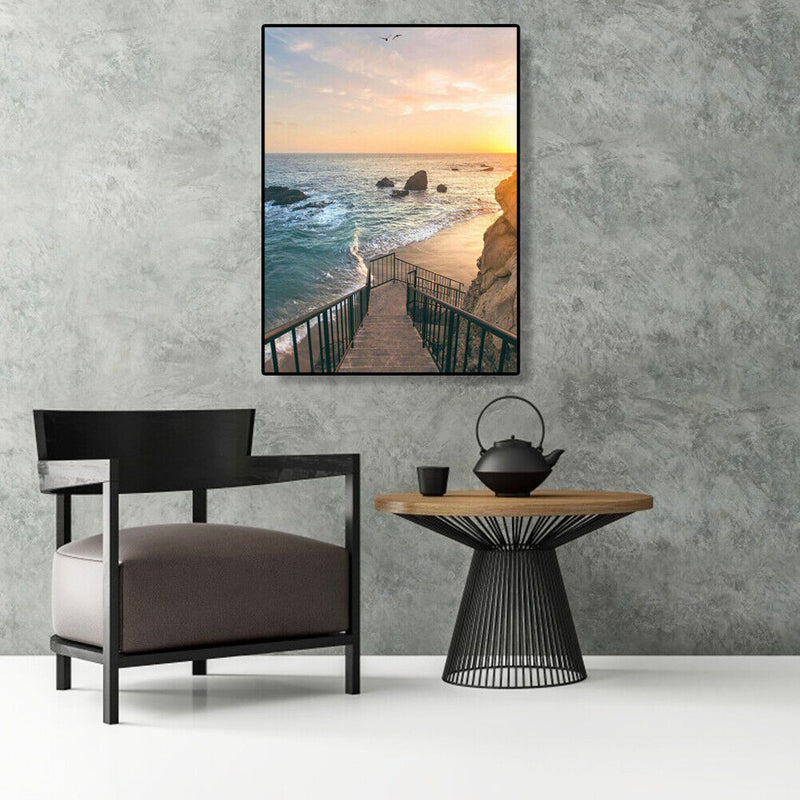 Painting By Numbers Kit DIY Seaside Steps Canvas Oil Art Picture Home Decor