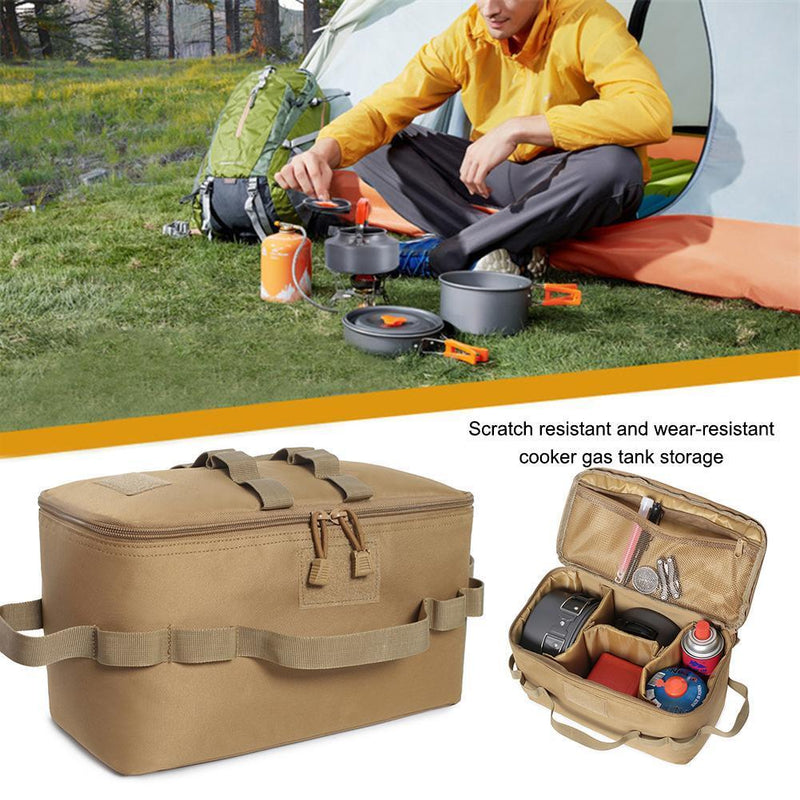 Camping Gas Tank Storage Bag Outdoor Ground Nail Cookware Holder (Khaki)