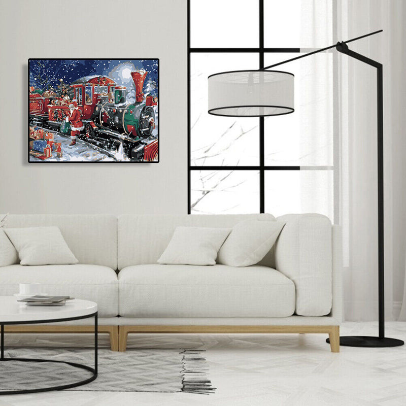Hand Painted Artwork Frameless DIY Snowing Christmas Painting By Numbers Craft