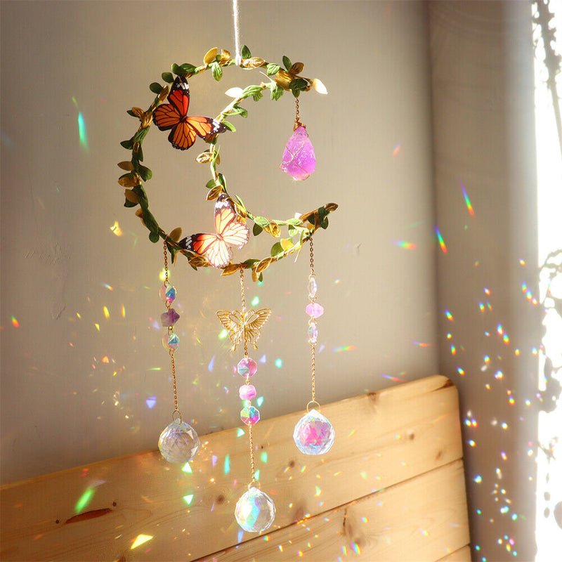 Butterfly Windchimes Garden Decor Wind Chime Hanging Sundrop Crystal Summer Gift