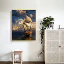 Oil Paint by Numbers Sailboat Canvas Artwork Living Room Picture Decoration Kit