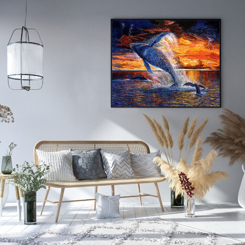 Whale Jumping out Water Oil Paint By Numbers Kit DIY Acrylic Painting Art