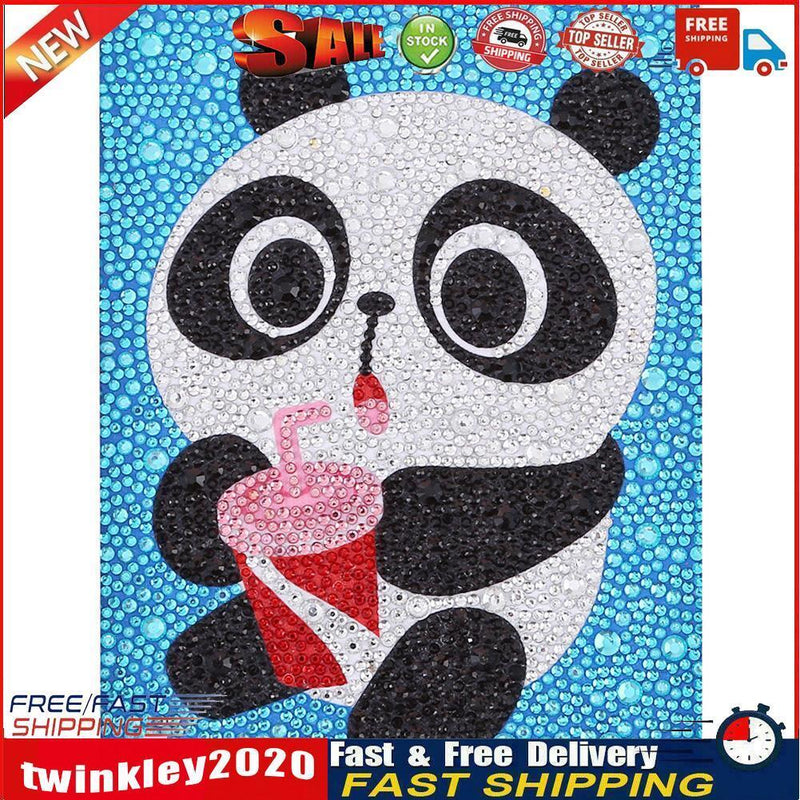 DIY Full Drill Diamond Painting Cartoon Kids Embroidery Kit (AT027 Panda) Newly