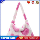 Retro Women Love Print Plush Shoulder Bag Winter Hit Color Handbag (Pink)