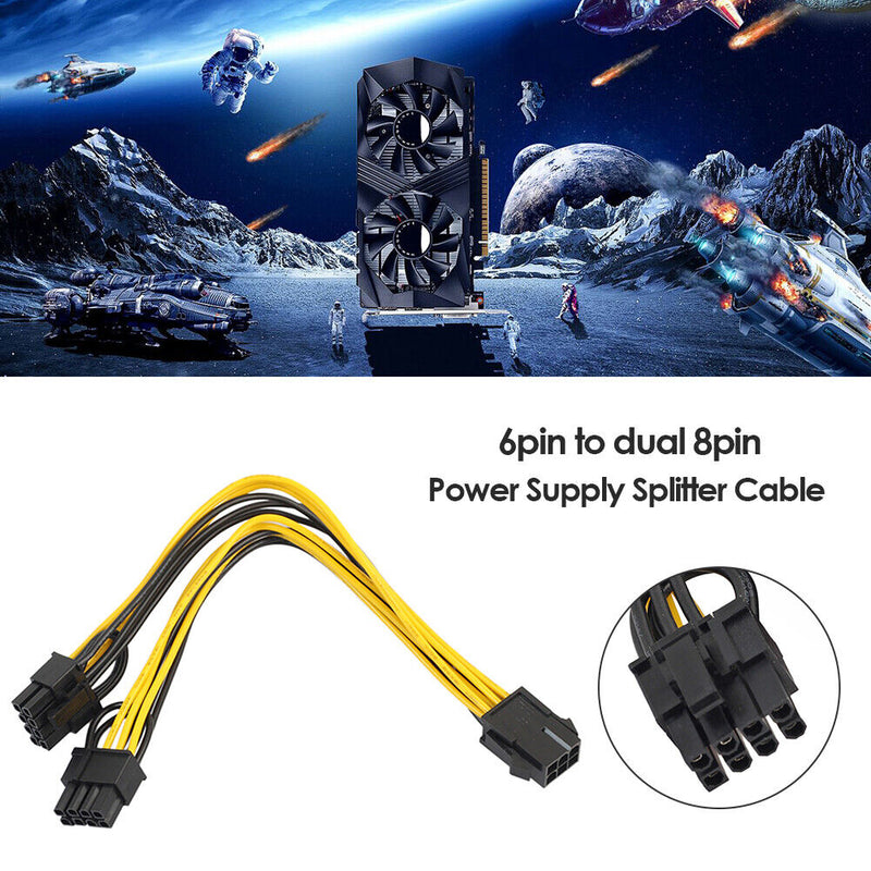 20cm 6 Pin to Dual 8 Pin PCI Power Splitter Cable VGA PCI Express Adapter