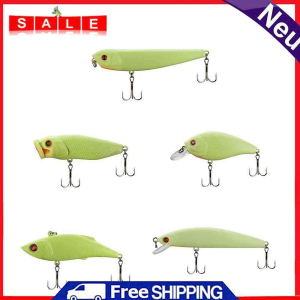 AFfeco 5pcs/Set Luminous Pencil Minnow VIB Popper Fishing Lures Artificial Baits