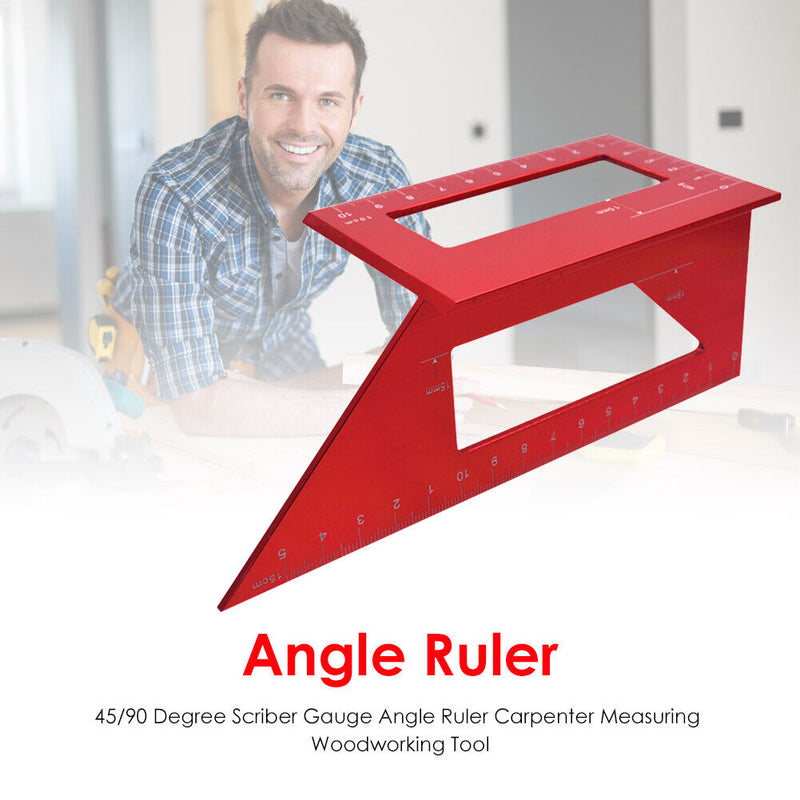 45/90 Degree Gauge Angle Ruler Carpenter Measuring Woodworking Tool (Red) Newly