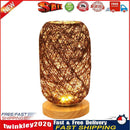 Wooden LED Table Lantern Rattan Bedroom Bedside Decor Night Lights (Brown) Newly