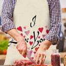 I Love You Printed Linen Apron Waterproof Kitchen Cooking Bibs (82x68cm)